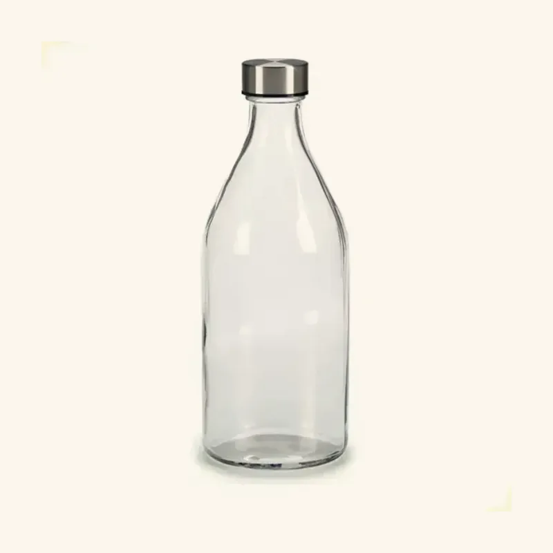 Garrafa de vidro de 1 litro com tampa inox